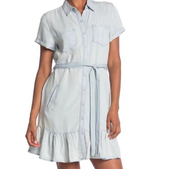 Velvet heart Tencel chambeay denim peplum Dress NWT XS blue b - Picture 1 of 8